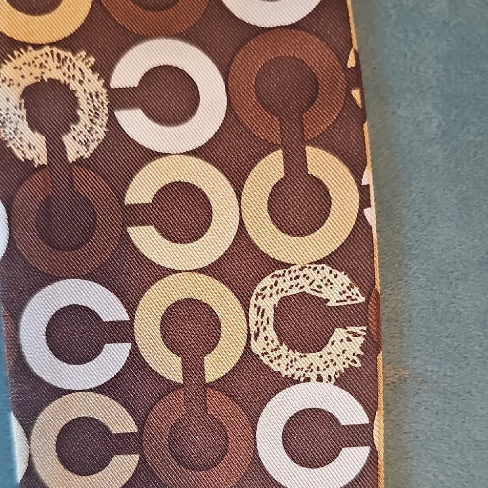 Coach Signature Monogram Silk Skinny Scarf / Twilly - Picture 6 of 7